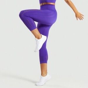 Gymshark Seamless Leggings Purple Workout Athletic High Waisted Cropped Leggings